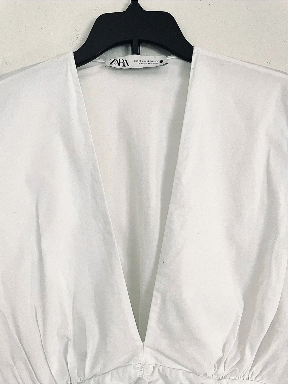 Zara Pleated Poplin Crop Blouse in White Size M EUC